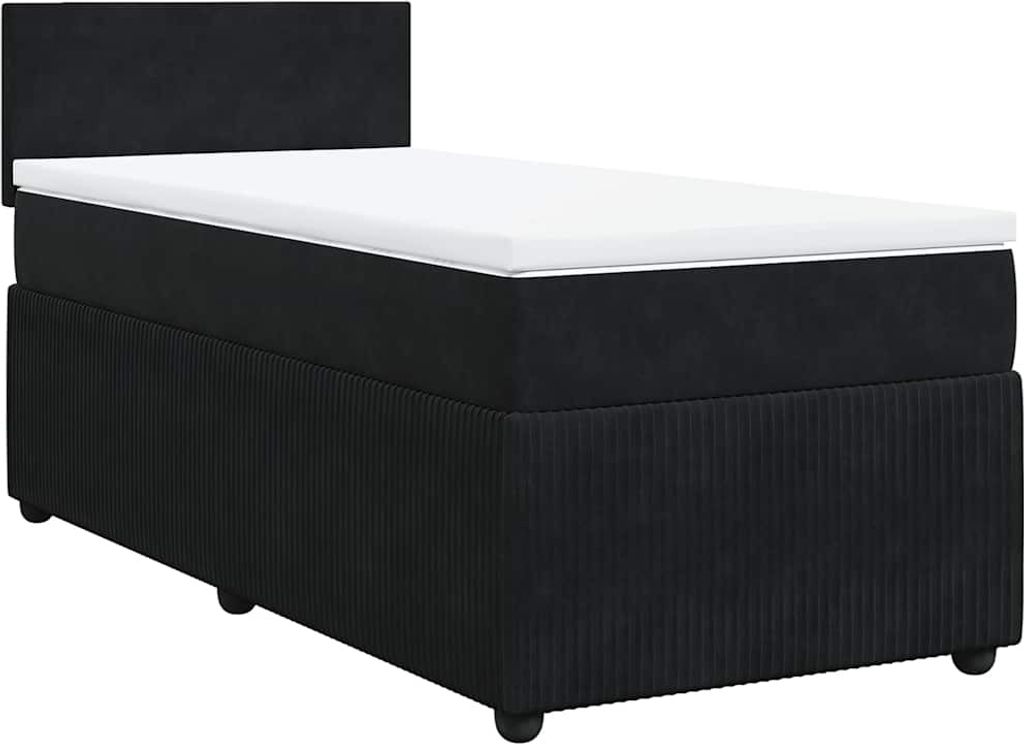 vidaXL Boxspringbett mit Matratze Schwarz 80x200 cm Samt