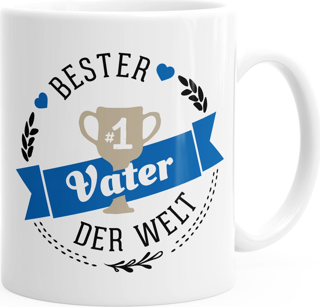 Kaffee-Tasse bester Vater der Welt Geschenk für Vater MoonWorks weiß unisize