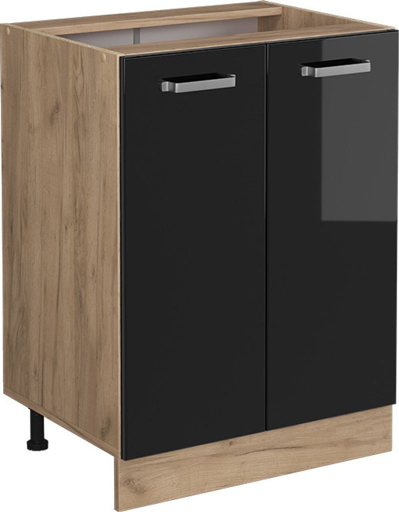 Küchenunterschrank Vicco R-Line Schwarz Hochglanz 60 cm ohne Arbeitsplatte, Model 41094