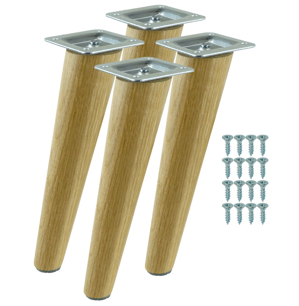 Möbelbeine aus lackierter Eiche, schräge Form, 25 cm, Produktbild 