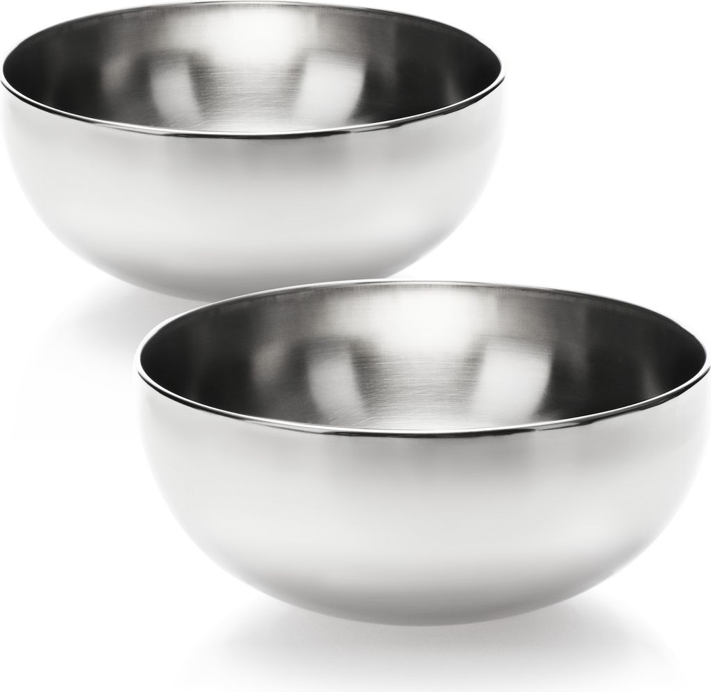 com-four 2-teiliges Rührschüssel Set aus Edelstahl - Edelstahlschüssel - multifunktionale Küchenschüssel für Snacks - silberfarbene Metalls...