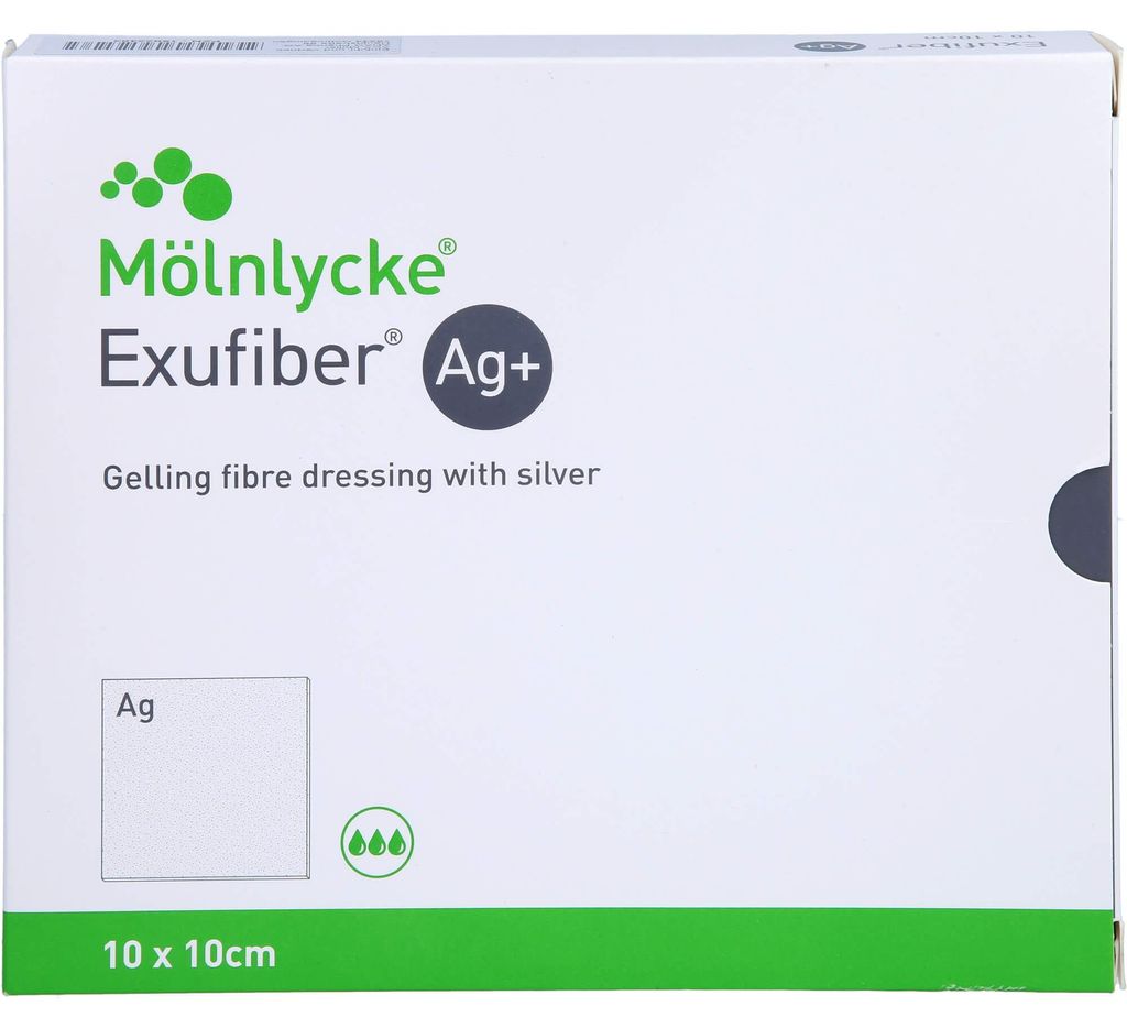 Exufiber Ag+ 10x10 cm gelbild.Faserverb.m.Silber 10 St