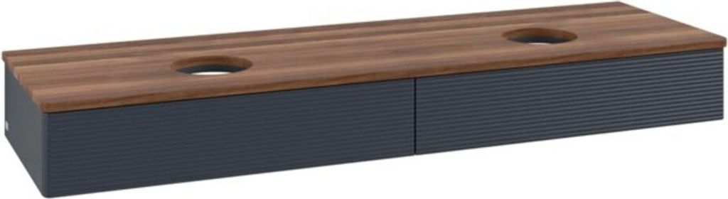 V&B Waschtischunterschrank mit Frontstruktur, mit Beleuchtung Antao 160x50cm, WBP-farbe w. wal, md bl. m Lac