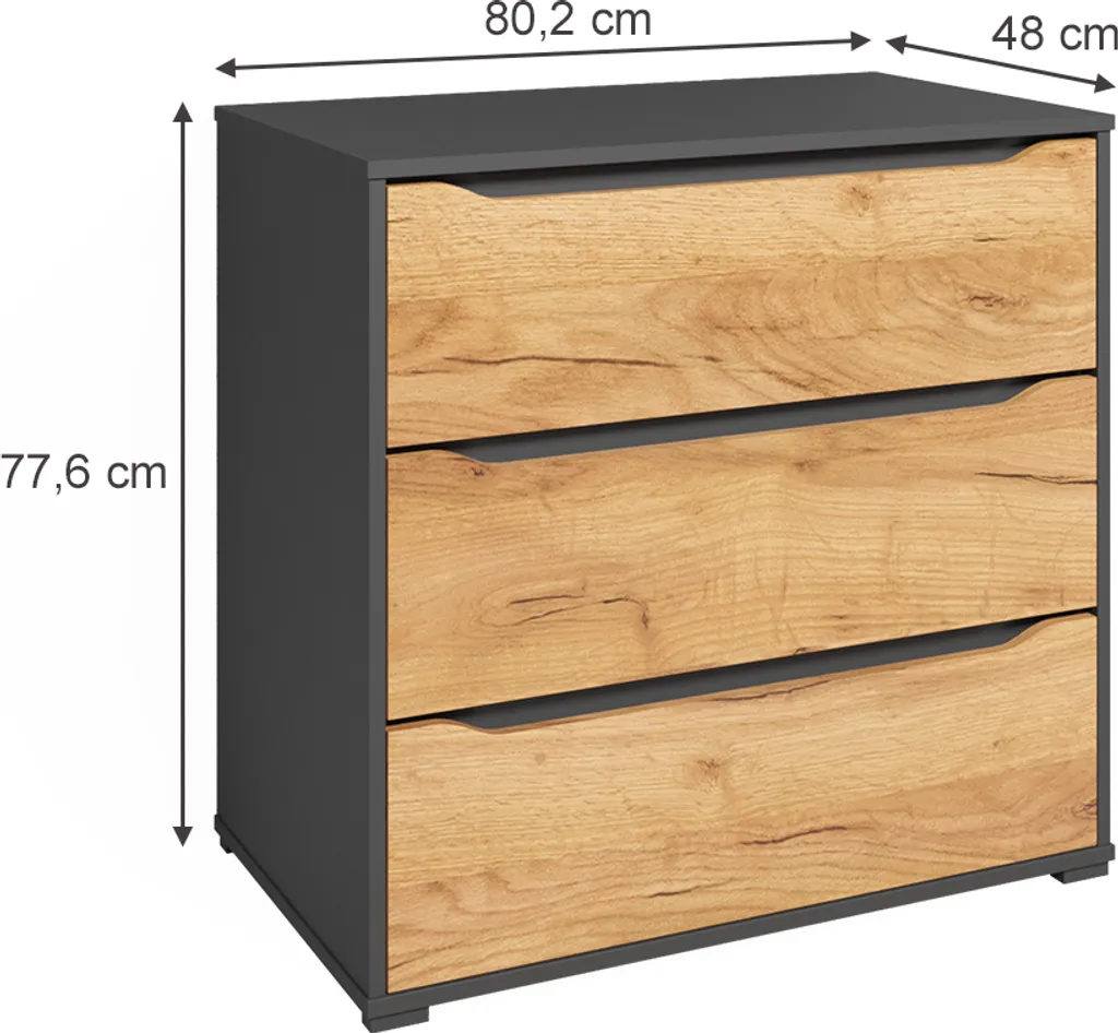 Buffet Chêne Doré Vicco Ruben 48x77.6 cm Compact à Tiroirs Robustes - 3