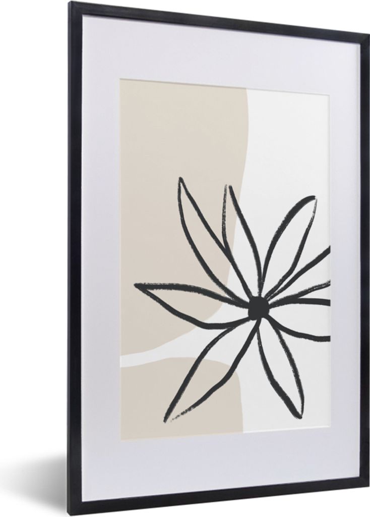 MuchoWow Gerahmtes Poster Blumen - Minimalismus - Pastell 40x60 cm - Poster mit Schwarzem Bilderrahmen Wandposter Rahmen Foto Bilder - Poster in ...