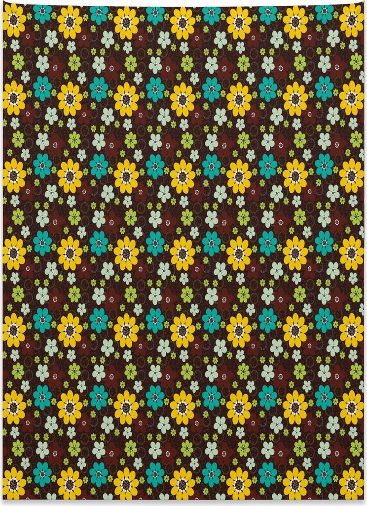 Abakuhaus Schokolade Wandteppich, Abstraktes Gänseblümchen-Design aus Weiches Mikrofaser Stoff Kein Verblassen Klare Farben Waschbar, 110 x 150 c...