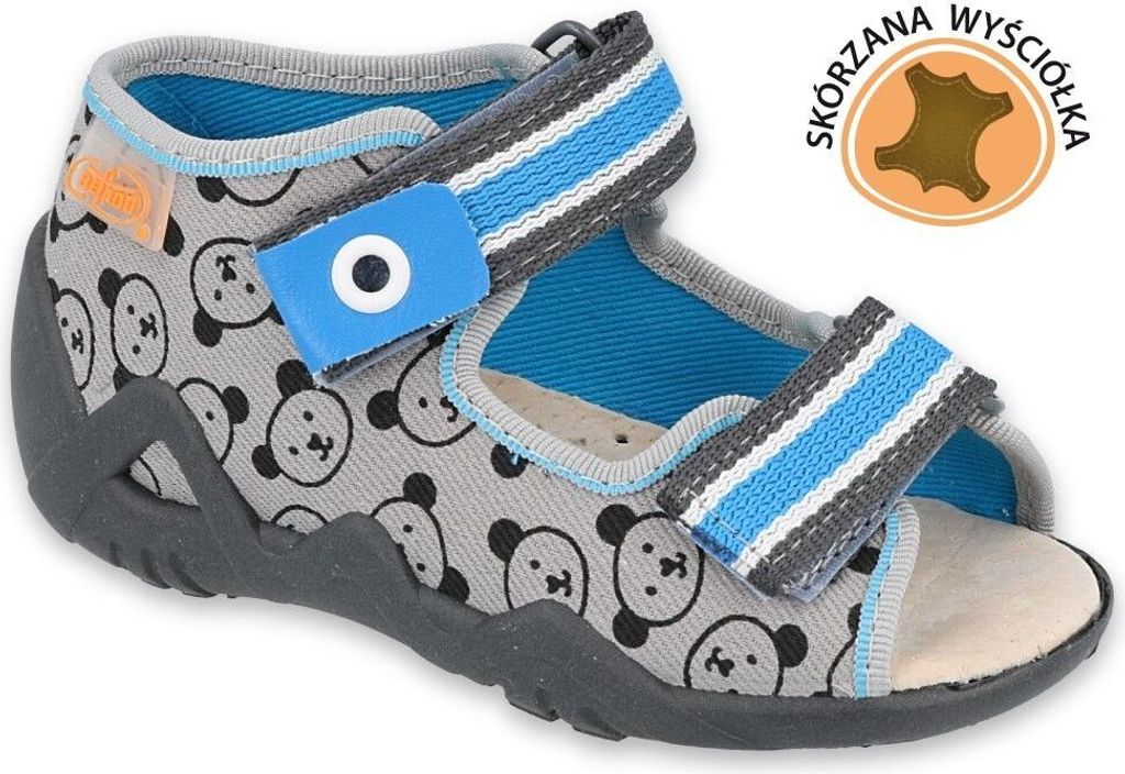BEFADO Jungen Hausschuhe Sandalen Papi 350P017 , Lederinnensohle, Grau 24