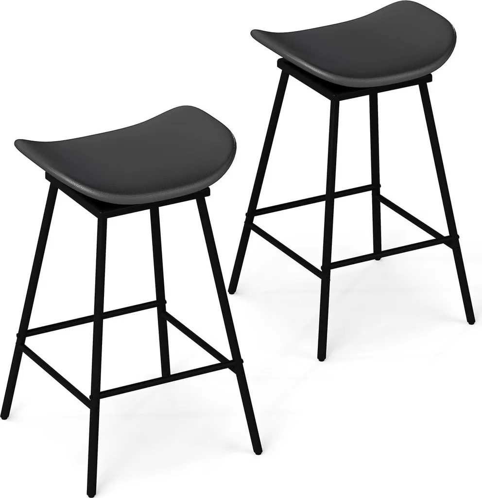 Tabouret de bar pivotant ergonomique noir similicuir lot de 2 stables