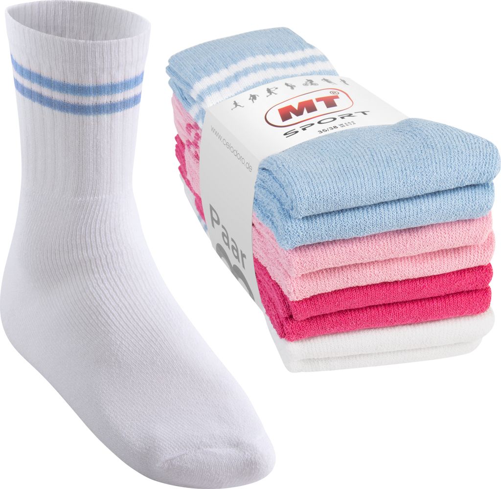 MT Damen und Herren Sport- und Freizeitsocken (8 Paar) Tennissocken - Pastell 35-38