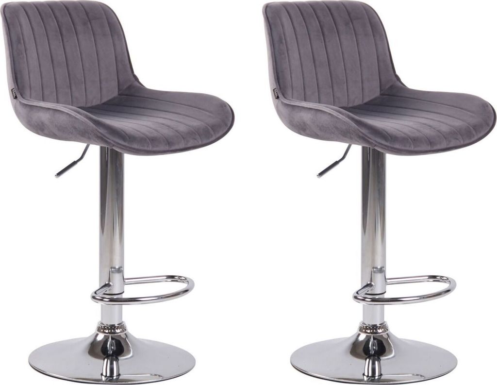 2er Set Barhocker Lentini Samt chrom dunkelgrau
