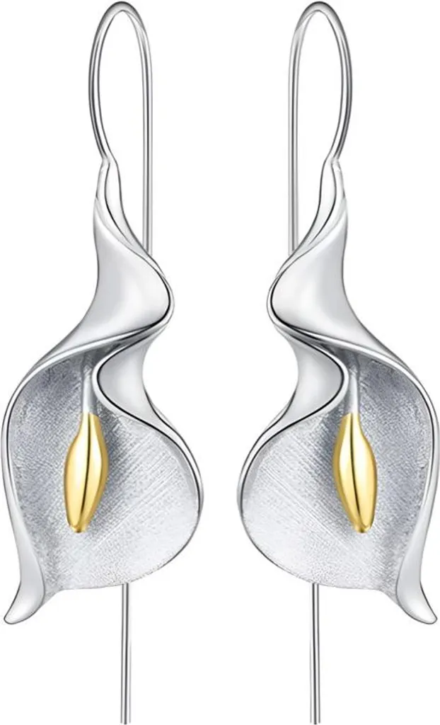 Orecchini in argento, orecchini pendenti, fiore di calla, argento 925, orecchini Trusky