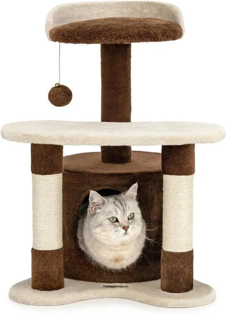 Arbre à chat 65 cm robuste marron et beige pour chats de taille moyenne