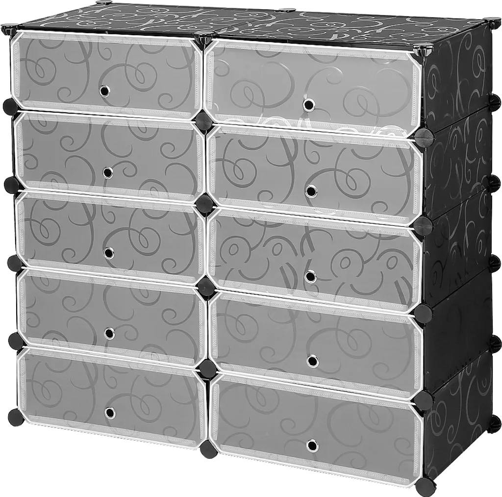 Étagère à Chaussures Modulable et Meuble de Rangement à 10 Étages Noir