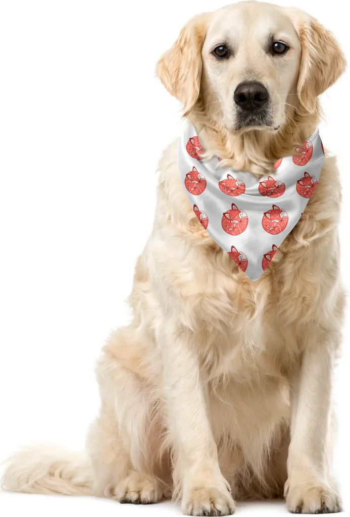ABAKUHAUS Bandana per animali domestici Fuchs, animale della foresta con il cucciolo, 55x55 cm, salmone scuro e paprika