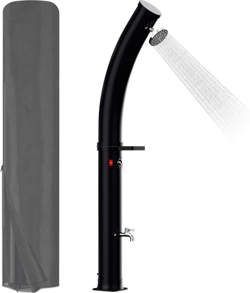 Hengda Solardusche Pooldusche Gartendusche 35L Gebogene Campingdusche bis zu 60°C Regendusche Außendusche Camping Pool