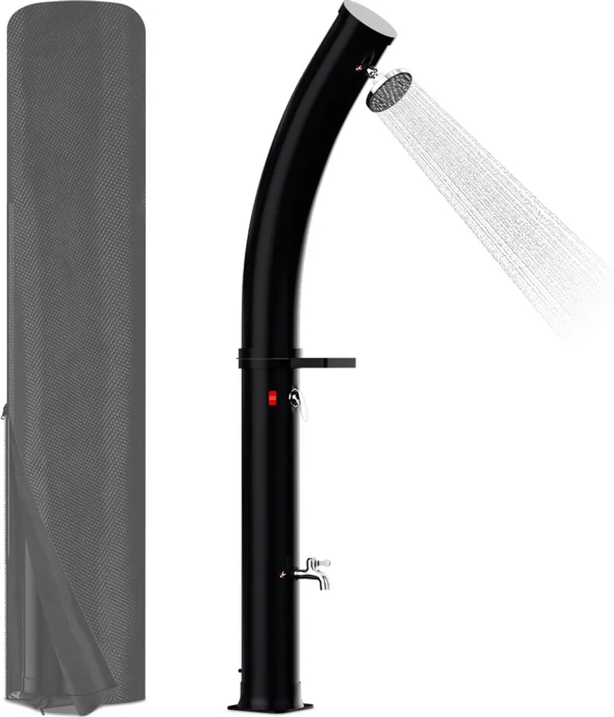 Douche de jardin solaire 35 L : eau chaude réglable jusqu'à 60°C