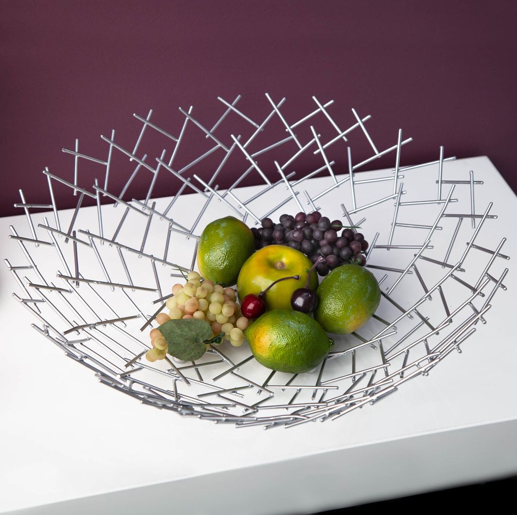 riess-ambiente Design Schale STRUCTURE 45cm silber pulverbeschichtetes Metall Schale Dekoschale