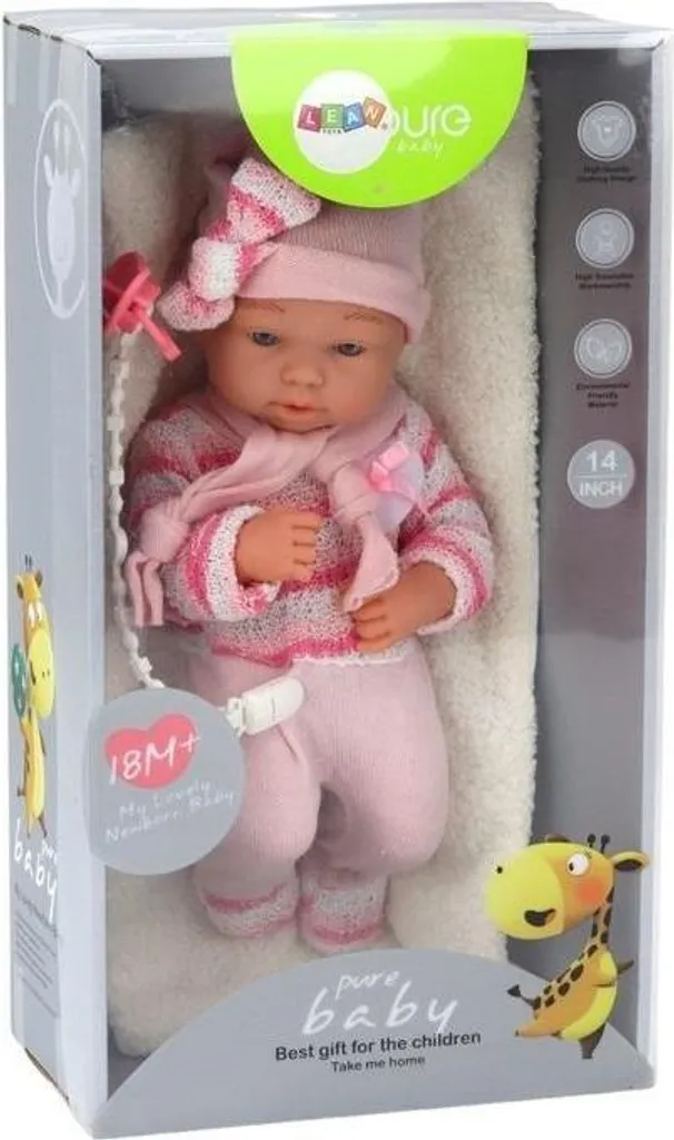 Vêtements Poupée Rose avec Pull en Maille Rayée et Bonnet Chaud Hiver