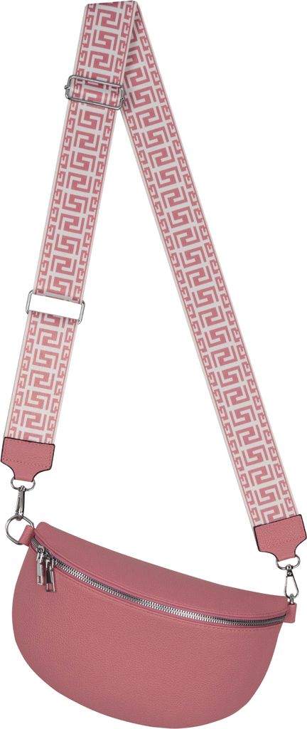 Bauchtasche XL (7707) Umhängetasche Crossbody-Bag Kunstleder Italy-Design PINK
