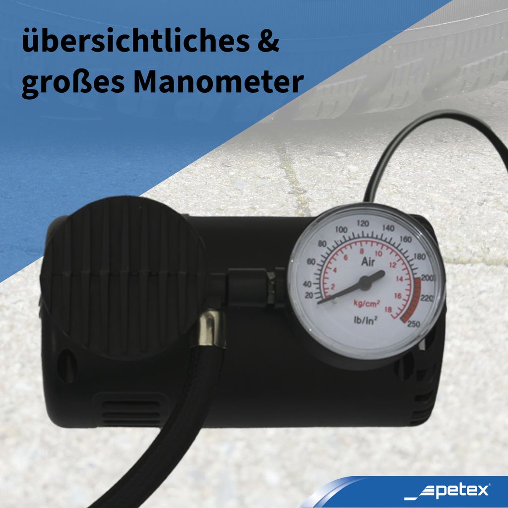 Luftkompressor 12V, 18 bar, inkl. 3-tlg. Adapterset für Produktbild 5