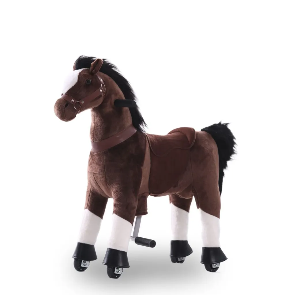 Cheval Vrooomy Marron Foncé à roulettes Grand Modèle pour Enfants 5-9 ans