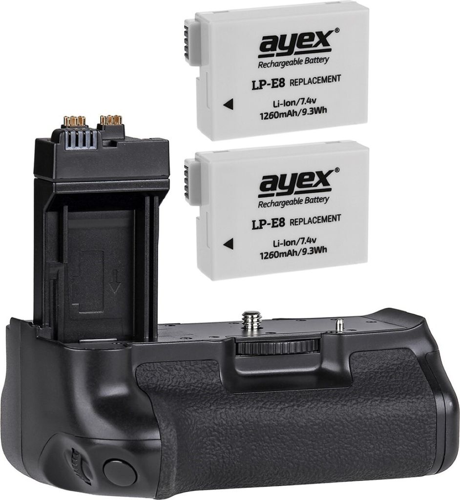 Batteriegriff Set für Canon EOS 550D 600D 650D 700D + 2x LP-E8 Akku wie BG-E8