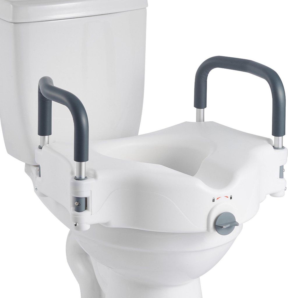 Toilettensitzerhöhung - Erhöhter Toilettensitz - Gepolsterte Armlehnen - Erhöhung 12,7 cm - Tragkraft 136 kg - Für Senioren, Behinderte & Schwa...