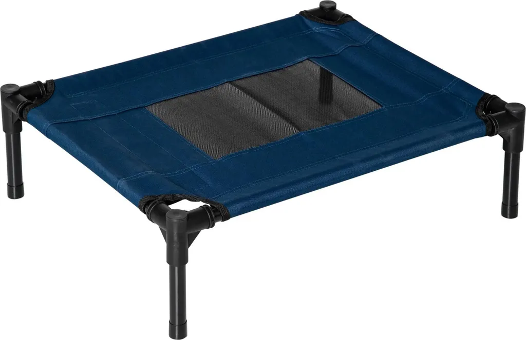 Couchage surélevé pour chien respirant en coton - Panier Bleu 61cm