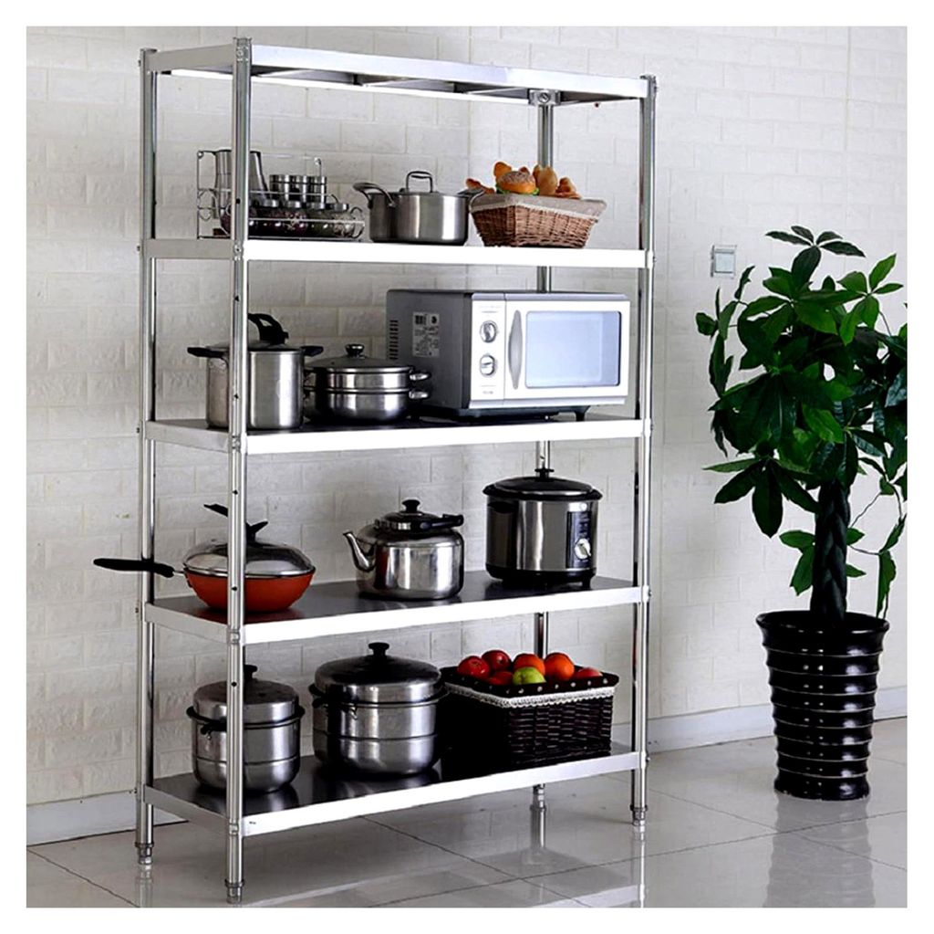 5-stöckiges Mikrowellenregal & Kücheninsel – 120 cm platzsparendes Ablageregal, multifunktionales Regal für kleine Küchen, optimale Organisat...