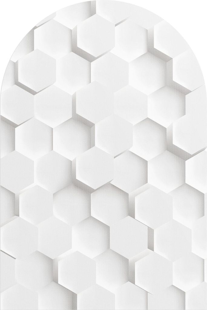 DEQORI Fototapete Rundbogen 100x150 cm 'Weiße 3D-Waben' Wand Tapete Leinwand Sticker