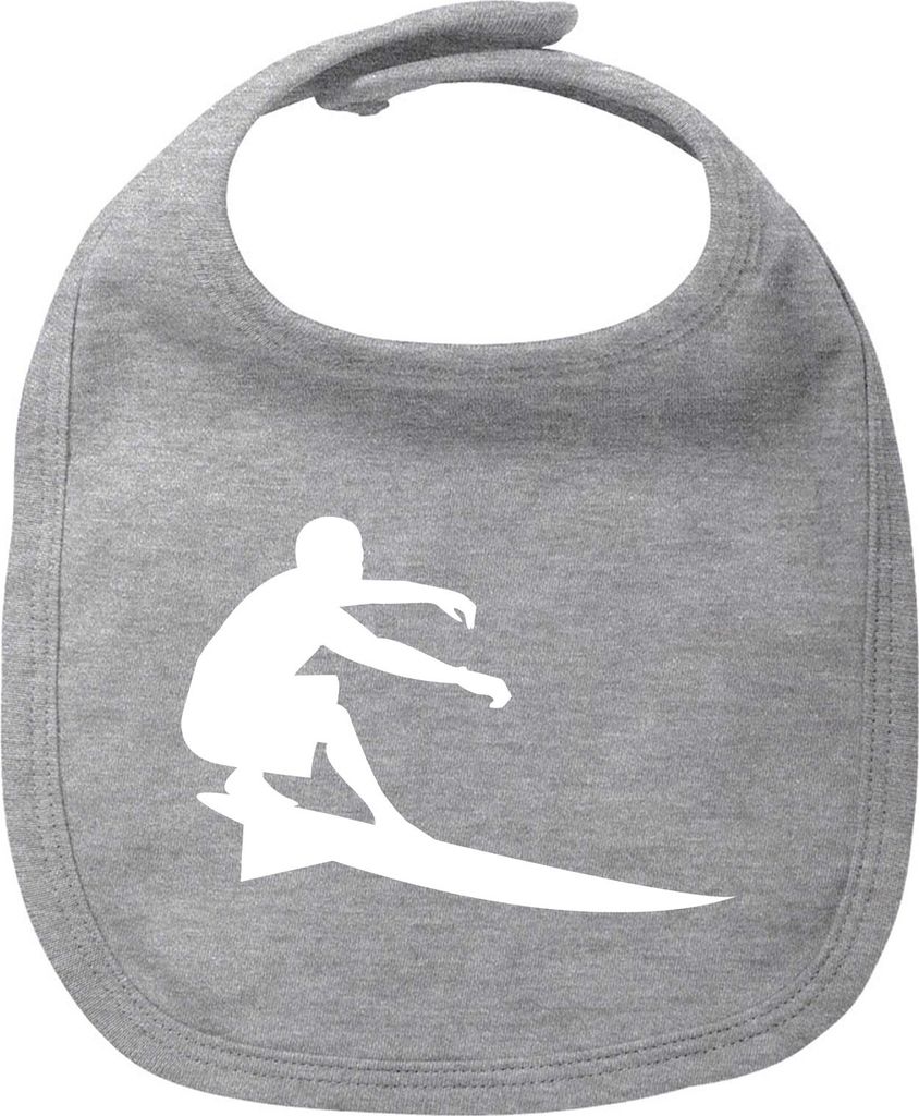 Huuraa Baby Lätzchen Surfen Silhouette Heather Grey Klettverschluss Baumwolle Latz Geschenkidee