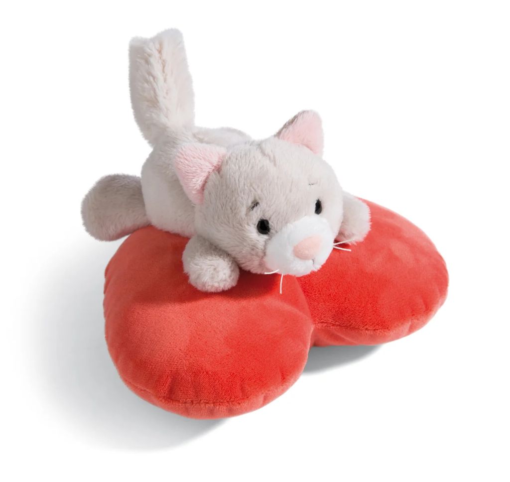 NICI peluche Love Fluffy gatto sdraiato, cuore, 13cm, VERDE Immagine del prodotto 