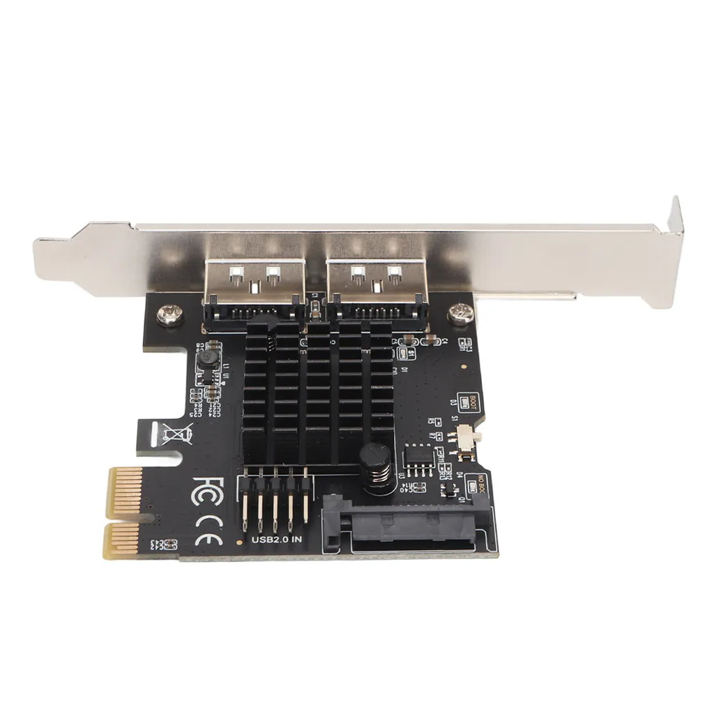 Scheda di espansione ESATA da PCIE a alimentazione, scheda di espansione SATA PCIE a 2 porte, scheda di espansione ESATA da PCIE 1X a 2 porte con alimentazione, scheda SATA PCI Express, scheda di espansione USB PCIE 1X, scheda adattatore ESATA3.0 6Gbps con alimentazione - 6