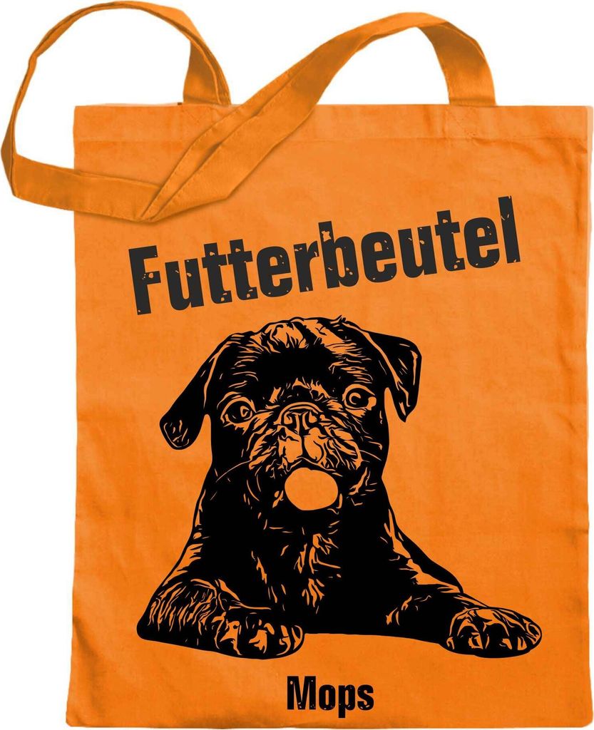 Kiwistar Futterbeutel - Mops - Einkaufsbeutel mit Motiv Hund - Jutebeutel bedruckt - Tragetasche Stoffbeutel Umhängetasche Langer Henkel - Beutel ...
