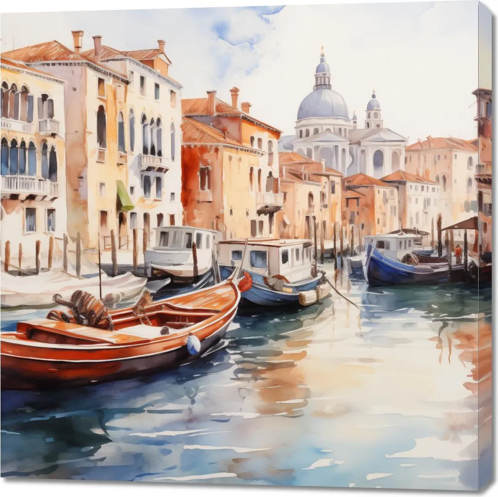 Toile Déco Venise 100x100 cm pour Grand Mur Salon Ambiance Italienne