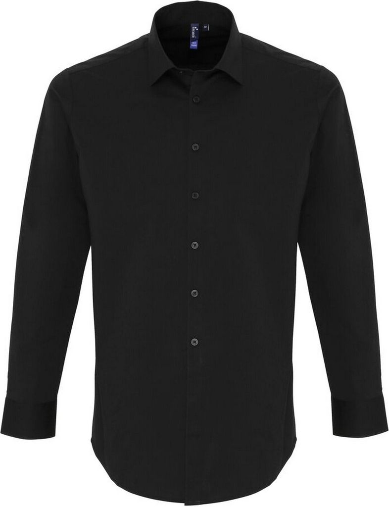 Premier - Hemd für Herren Langärmlig RW6590 (XS) (Schwarz)