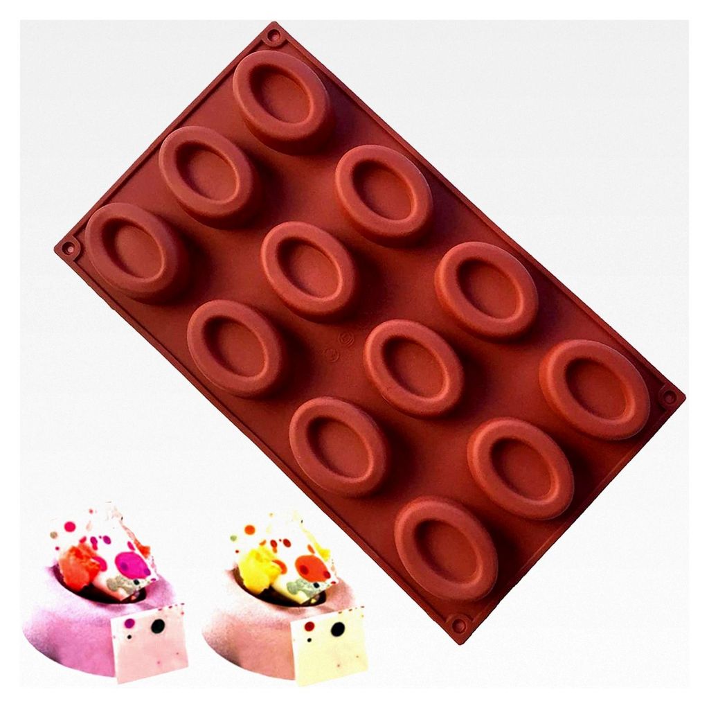12 Mulden Silikonform für Kuchendekoration, Pudding, Gelee, Süßigkeiten, Schokolade