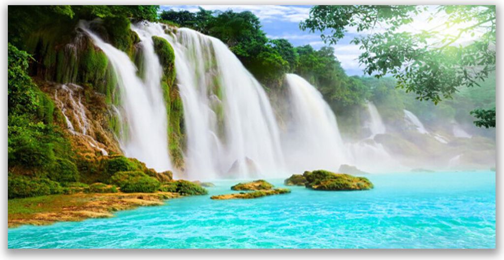 Acrylglasbilder 120x60 Wandbild Druck Wasserfall See Natur