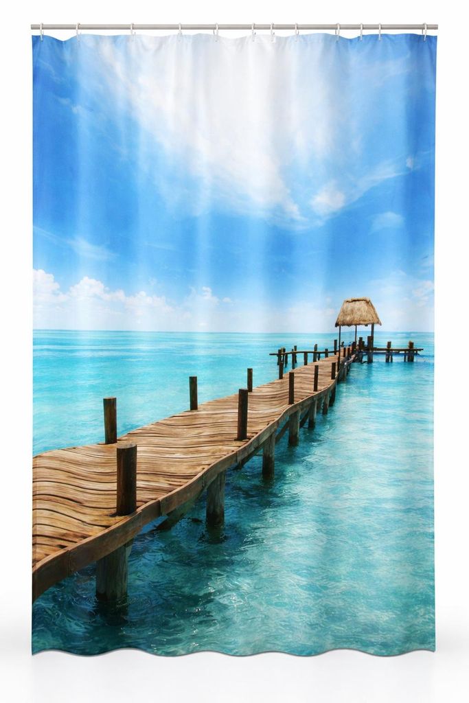 Fotoprint Duschvorhang Textil B x H 180 x 200cm Steg Vorhang Dusche Wanne Bad