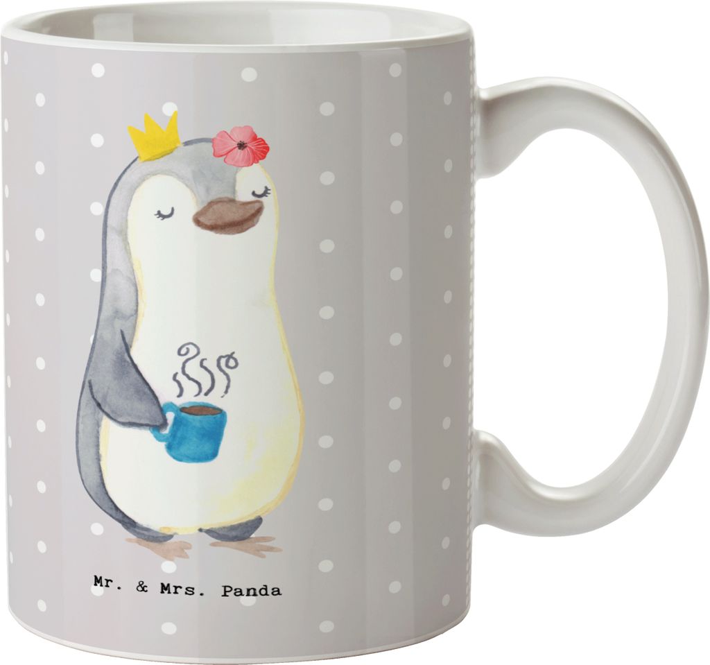 Mr. & Mrs. Panda Trinkbecher Abteilungsleiterin Herz - Grau Pastell - Geschenk, Teamleiterin, Teetasse, Pott, Jubiläum, Morgens, Becher, Kaffeetas...