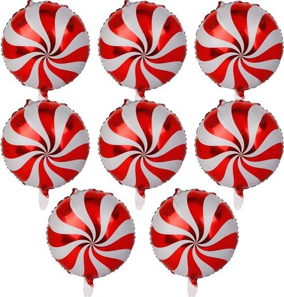 Décoration de Noël Candyland : 8 Ballons Rouges et Blancs pour Arbre et Fête
