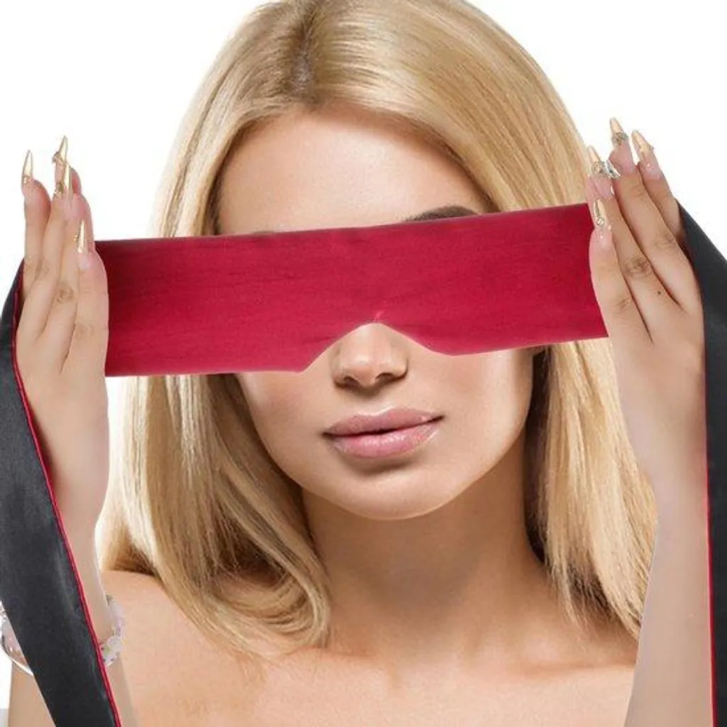 Masque de nuit pour dormir en soie rouge réglable voyage et maison