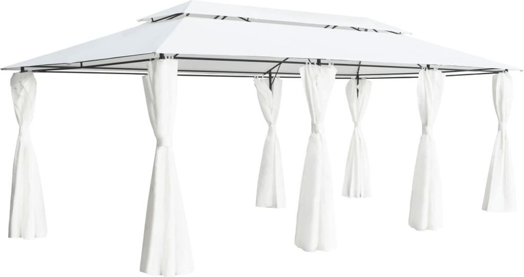 Pavillon mit Vorhängen 600x298x270 cm Weiß 180g/m²