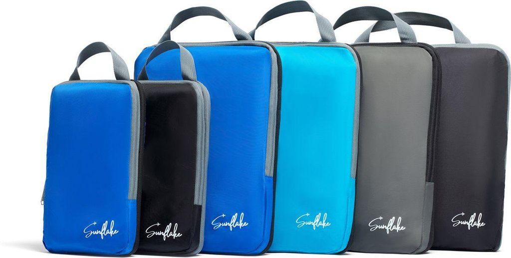 Sunflake Kompressions-Packwürfel Set - 6-teiliges Koffer Organizer Set - 60% Platzersparnis, Packing Cubes für Urlaub und Reisen