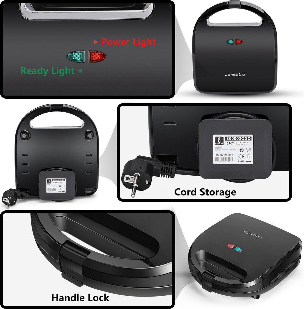 Aigostar - Sandwichmaker 3 in 1, Sandwichtoaster, Produktbild 6