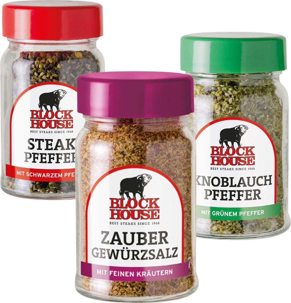 BLOCK HOUSE Sparset GEWÜRZ-DREIERLEI, 3 Gläser