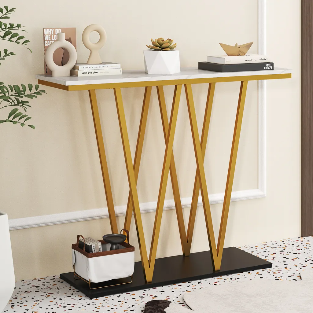 Table Console d'Entrée Gain de Place Meuble Déco Salon Chic 100cm - 7