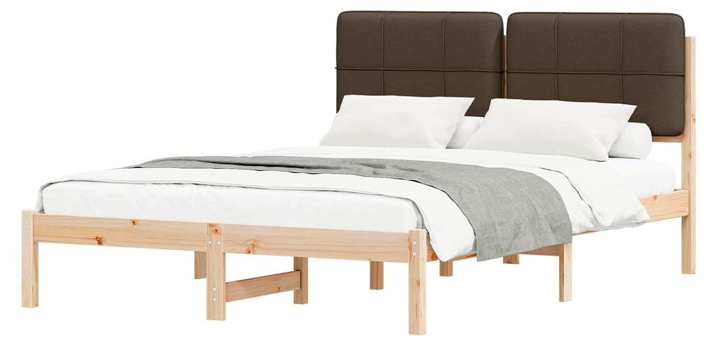 Bettgestell mit gepolstertem Kopfteil in Taupe 160 x 200 cm, Schlafzimmer, Rechteckig, Modern, Langlebig, Stilvolle Möbel für großzügiges Wohne...