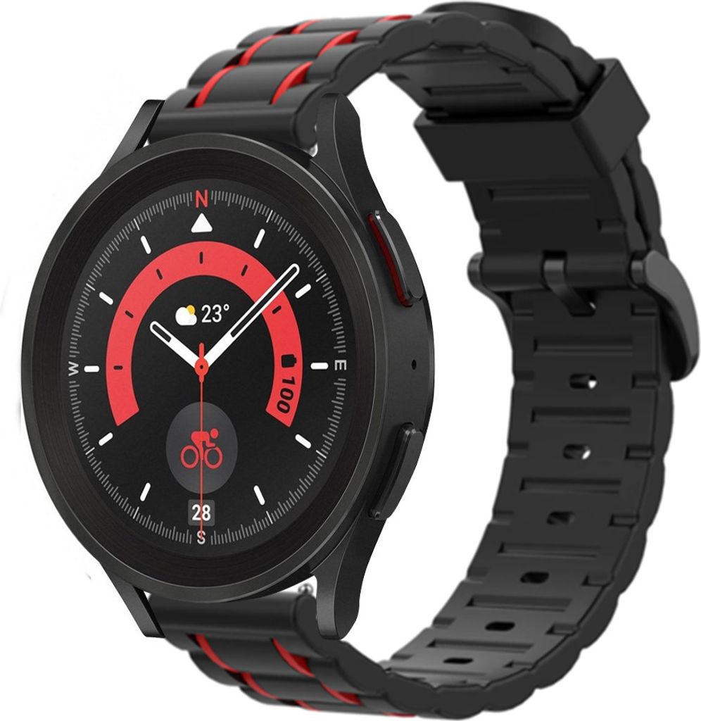 Strap-it Samsung Galaxy Watch 5 Pro Sportschnallenarmband (Schwarz/Rot)