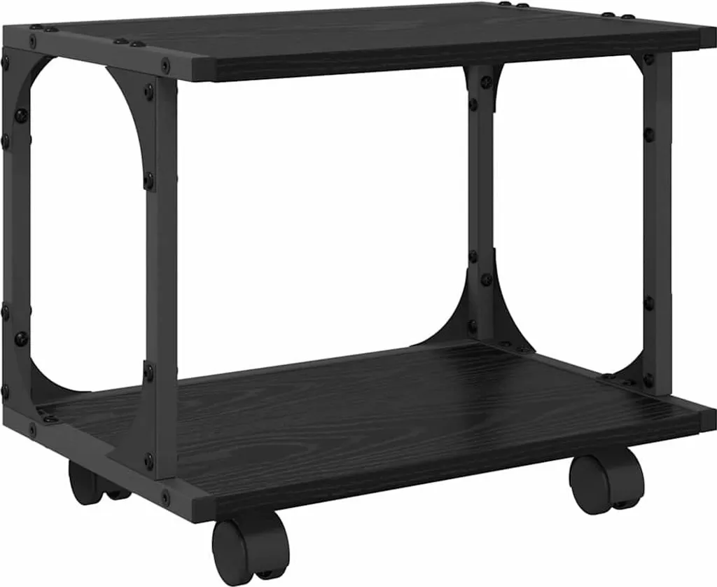 Porta Stampante vidaXL con Ruote Rovere Nero 41x28x33,5 cm - Casa